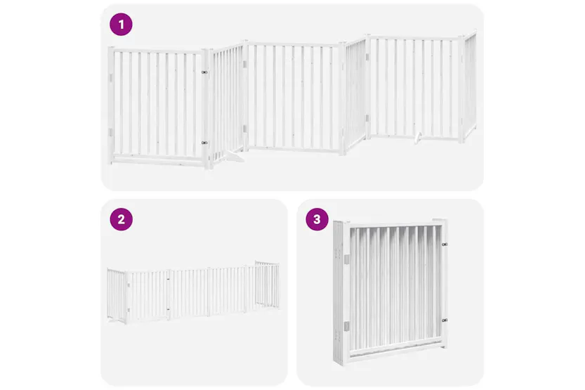 Vidaxl Dog Gate With Door Foldable 6 Panels White 480 Cm Poplar Wood Vidaxl Dog Gate With Door Foldable 6 Panels White 480 Cm Poplar Wood