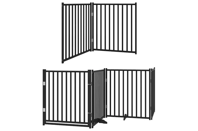 Vidaxl Dog Gate With Door Foldable 12 Panels Black 960 Cm Poplar Wood Vidaxl Dog Gate With Door Foldable 12 Panels Black 960 Cm Poplar Wood