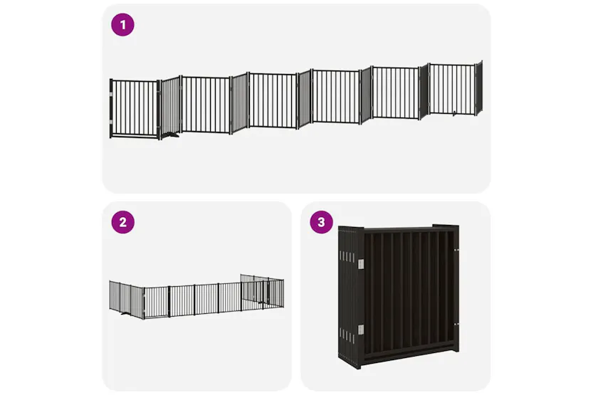 Vidaxl Dog Gate With Door Foldable 12 Panels Black 960 Cm Poplar Wood Vidaxl Dog Gate With Door Foldable 12 Panels Black 960 Cm Poplar Wood
