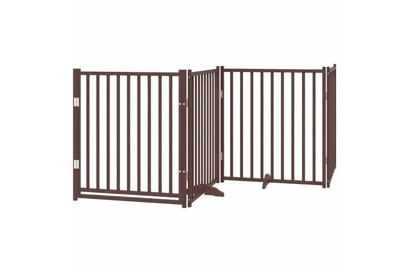 Vidaxl Dog Gate With Door Foldable 8 Panels Brown 640 Cm Poplar Wood Vidaxl Dog Gate With Door Foldable 8 Panels Brown 640 Cm Poplar Wood