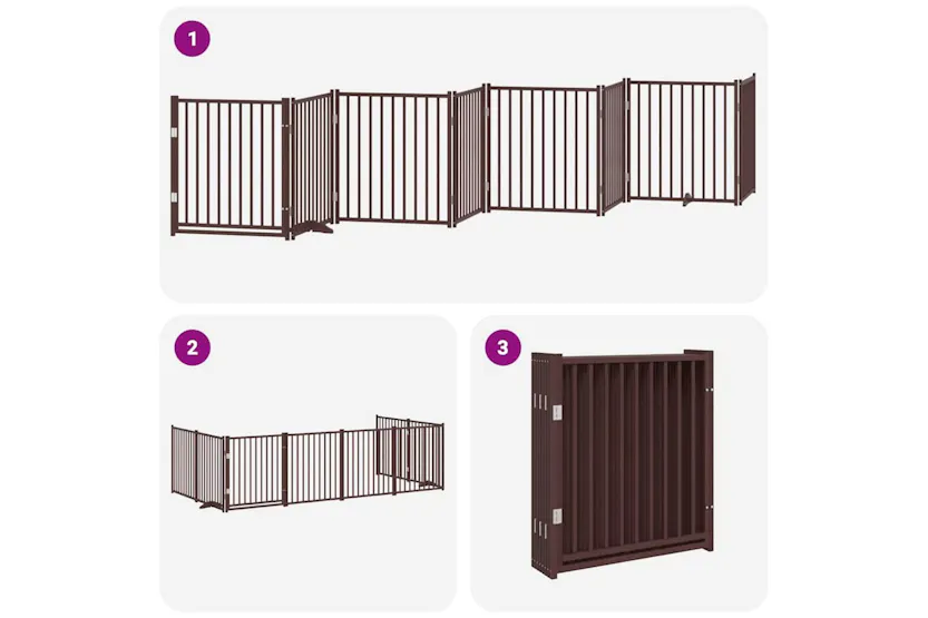 Vidaxl Dog Gate With Door Foldable 8 Panels Brown 640 Cm Poplar Wood Vidaxl Dog Gate With Door Foldable 8 Panels Brown 640 Cm Poplar Wood