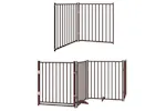 Vidaxl Dog Gate With Door Foldable 12 Panels Brown 960 Cm Poplar Wood Vidaxl Dog Gate With Door Foldable 12 Panels Brown 960 Cm Poplar Wood