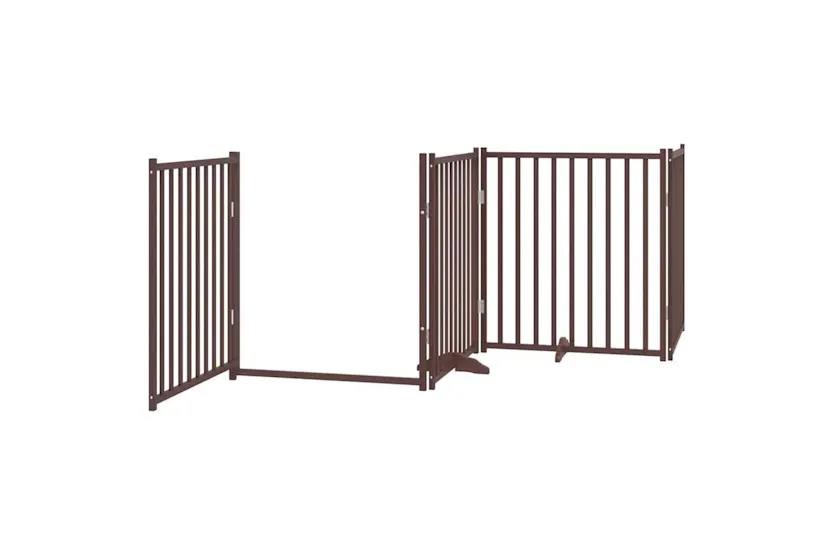 Vidaxl Dog Gate With Door Foldable 12 Panels Brown 960 Cm Poplar Wood Vidaxl Dog Gate With Door Foldable 12 Panels Brown 960 Cm Poplar Wood