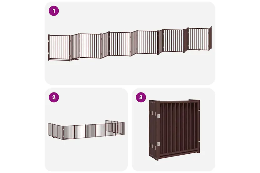 Vidaxl Dog Gate With Door Foldable 12 Panels Brown 960 Cm Poplar Wood Vidaxl Dog Gate With Door Foldable 12 Panels Brown 960 Cm Poplar Wood