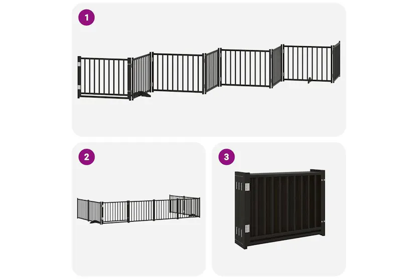 Vidaxl Dog Gate With Door Foldable 8 Panels Black 640 Cm Poplar Wood Vidaxl Dog Gate With Door Foldable 8 Panels Black 640 Cm Poplar Wood