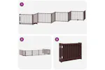 Vidaxl Dog Gate With Door Foldable 8 Panels Brown 640 Cm Poplar Wood Vidaxl Dog Gate With Door Foldable 8 Panels Brown 640 Cm Poplar Wood