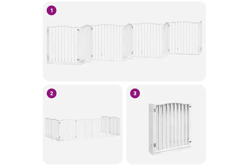 Vidaxl Dog Gate With Door Foldable 8 Panels White 640 Cm Poplar Wood Vidaxl Dog Gate With Door Foldable 8 Panels White 640 Cm Poplar Wood