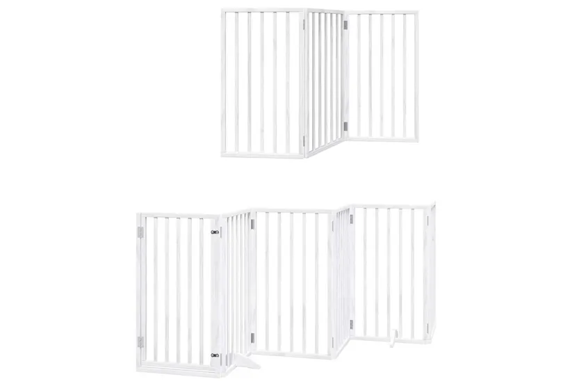 Vidaxl Dog Gate With Door Foldable 12 Panels White 600 Cm Poplar Wood Vidaxl Dog Gate With Door Foldable 12 Panels White 600 Cm Poplar Wood