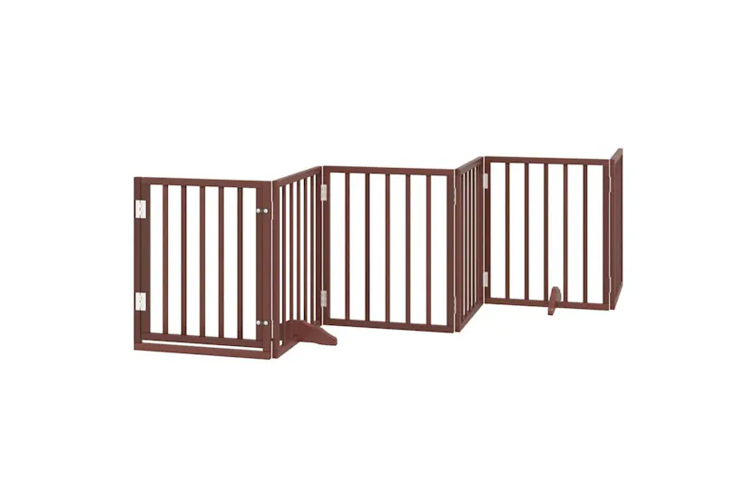Vidaxl Dog Gate With Door Foldable 9 Panels Brown 450 Cm Poplar Wood Vidaxl Dog Gate With Door Foldable 9 Panels Brown 450 Cm Poplar Wood