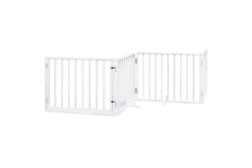Vidaxl Dog Gate With Door Foldable 12 Panels White 960 Cm Poplar Wood Vidaxl Dog Gate With Door Foldable 12 Panels White 960 Cm Poplar Wood
