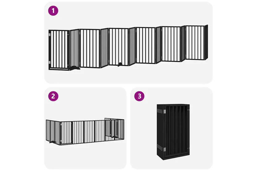 Vidaxl Dog Gate With Door Foldable 12 Panels Black 600 Cm Poplar Wood Vidaxl Dog Gate With Door Foldable 12 Panels Black 600 Cm Poplar Wood
