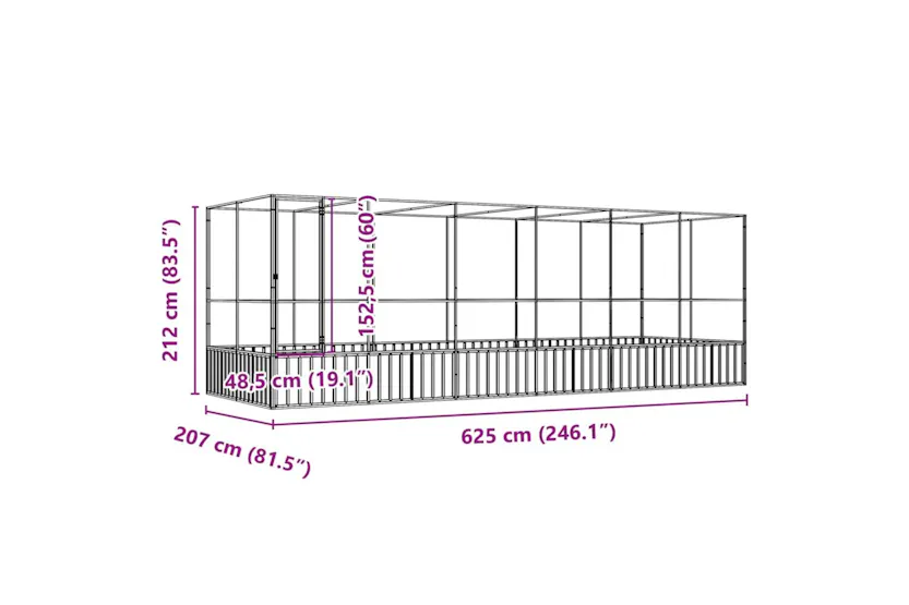 Vidaxl Aviary With Extension Silver 625x207x212 Cm Steel Vidaxl Aviary With Extension Silver 625x207x212 Cm Steel