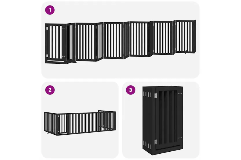 Vidaxl Dog Gate With Door Foldable 12 Panels Black 600 Cm Poplar Wood Vidaxl Dog Gate With Door Foldable 12 Panels Black 600 Cm Poplar Wood