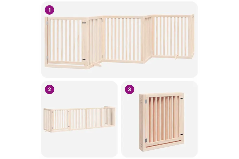 Vidaxl Dog Gate With Door Foldable 6 Panels 480 Cm Poplar Wood Vidaxl Dog Gate With Door Foldable 6 Panels 480 Cm Poplar Wood