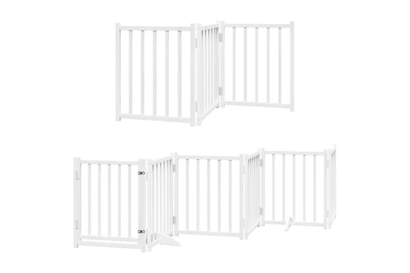 Vidaxl Dog Gate With Door Foldable 12 Panels White 600 Cm Poplar Wood Vidaxl Dog Gate With Door Foldable 12 Panels White 600 Cm Poplar Wood