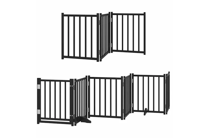 Vidaxl Dog Gate With Door Foldable 12 Panels Black 600 Cm Poplar Wood Vidaxl Dog Gate With Door Foldable 12 Panels Black 600 Cm Poplar Wood