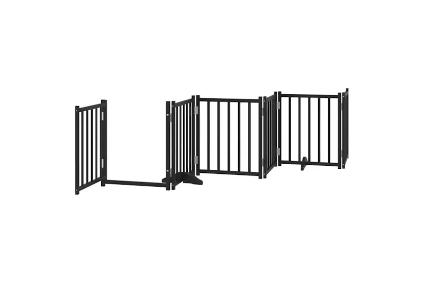 Vidaxl Dog Gate With Door Foldable 12 Panels Black 600 Cm Poplar Wood Vidaxl Dog Gate With Door Foldable 12 Panels Black 600 Cm Poplar Wood