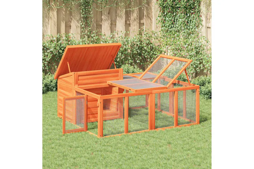 Vidaxl Rabbit Hutch Brown 144x123x675 Cm Solid Wood Pine Vidaxl Rabbit Hutch Brown 144x123x675 Cm Solid Wood Pine