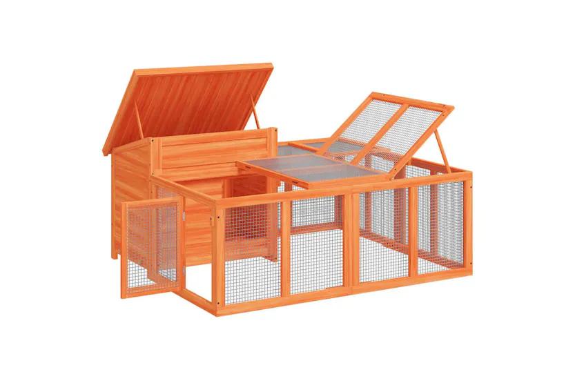Vidaxl Rabbit Hutch Brown 144x123x675 Cm Solid Wood Pine Vidaxl Rabbit Hutch Brown 144x123x675 Cm Solid Wood Pine