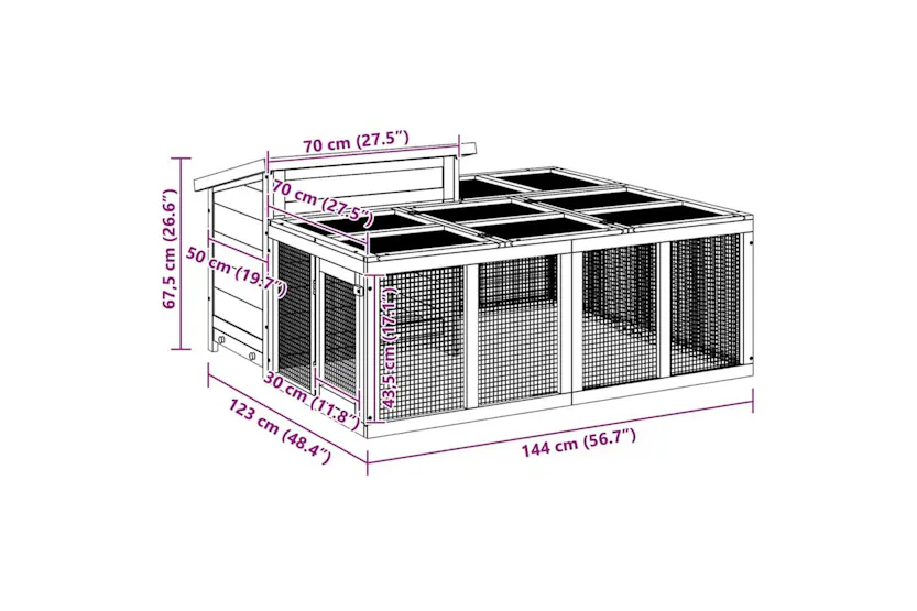 Vidaxl Rabbit Hutch Brown 144x123x675 Cm Solid Wood Pine Vidaxl Rabbit Hutch Brown 144x123x675 Cm Solid Wood Pine
