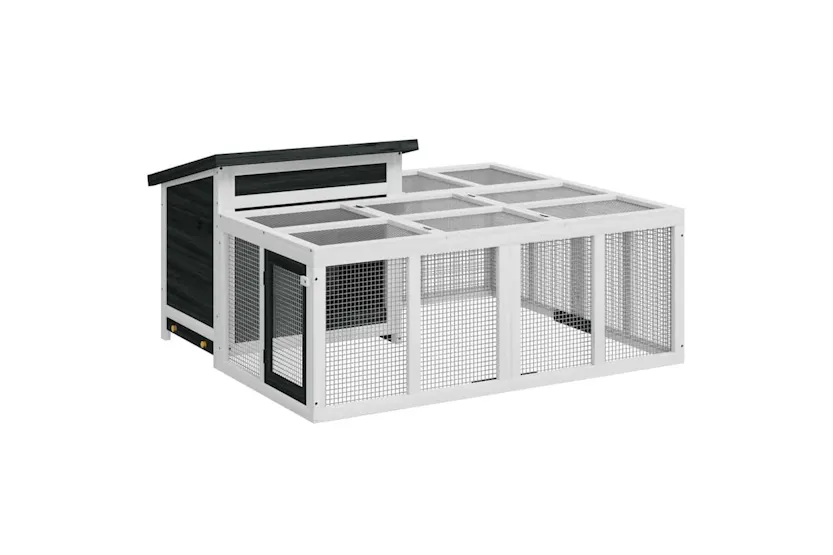 Vidaxl Rabbit Hutch Grey 144x123x675 Cm Solid Wood Pine Vidaxl Rabbit Hutch Grey 144x123x675 Cm Solid Wood Pine