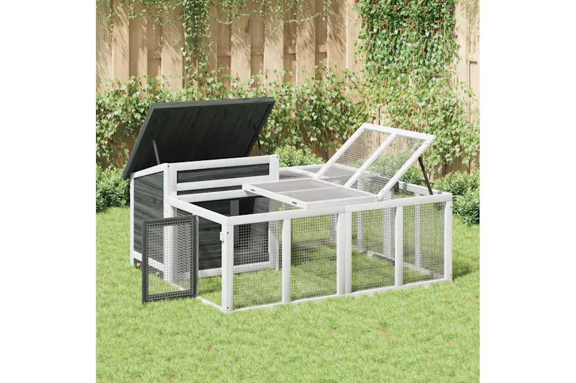 Vidaxl Rabbit Hutch Grey 144x123x675 Cm Solid Wood Pine Vidaxl Rabbit Hutch Grey 144x123x675 Cm Solid Wood Pine