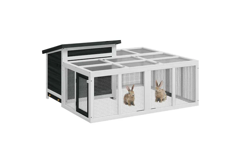 Vidaxl Rabbit Hutch Grey 144x123x675 Cm Solid Wood Pine Vidaxl Rabbit Hutch Grey 144x123x675 Cm Solid Wood Pine
