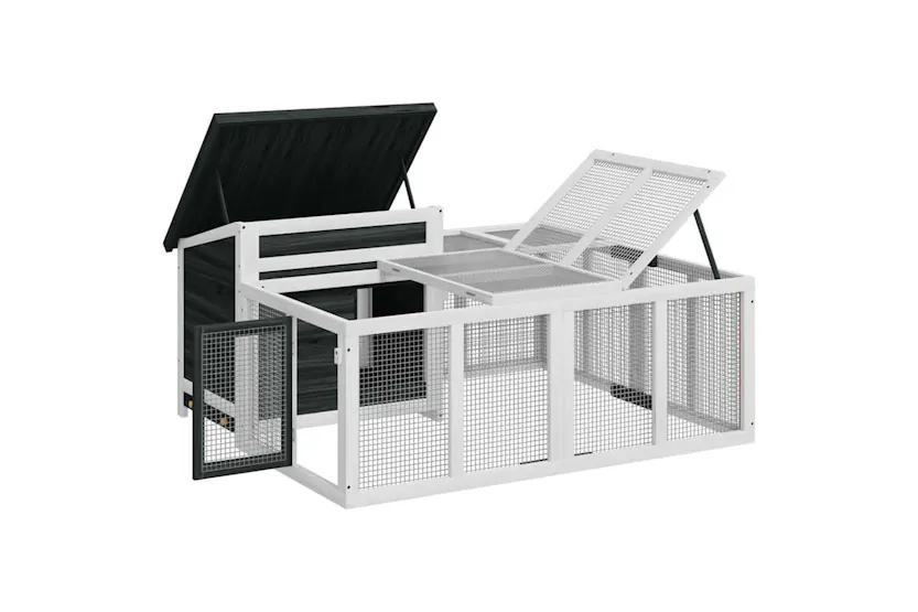 Vidaxl Rabbit Hutch Grey 144x123x675 Cm Solid Wood Pine Vidaxl Rabbit Hutch Grey 144x123x675 Cm Solid Wood Pine