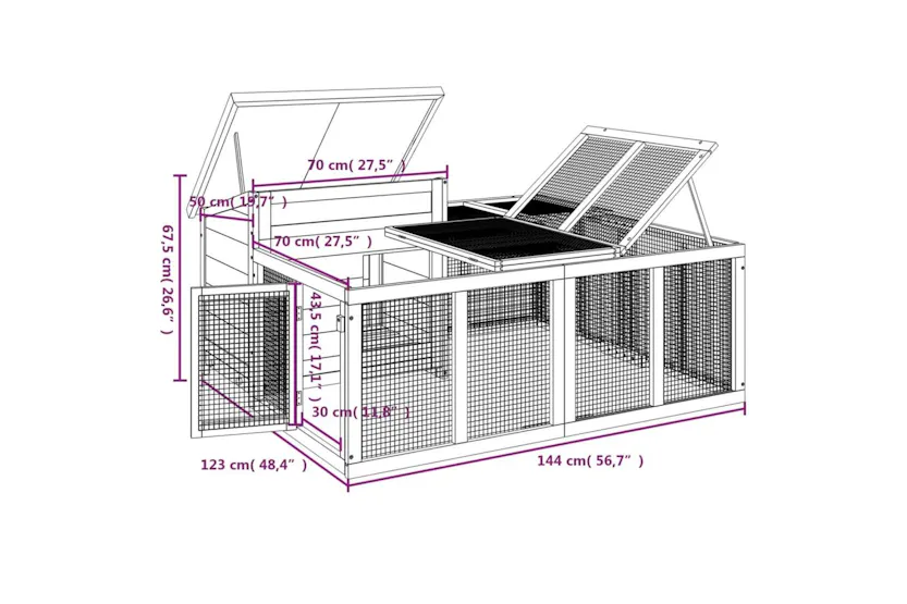 Vidaxl Rabbit Hutch Mocha 144x123x675 Cm Solid Wood Pine Vidaxl Rabbit Hutch Mocha 144x123x675 Cm Solid Wood Pine
