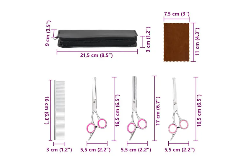 Vidaxl 4 Piece Dog Grooming Scissors Set Stainless Steel Vidaxl 4 Piece Dog Grooming Scissors Set Stainless Steel