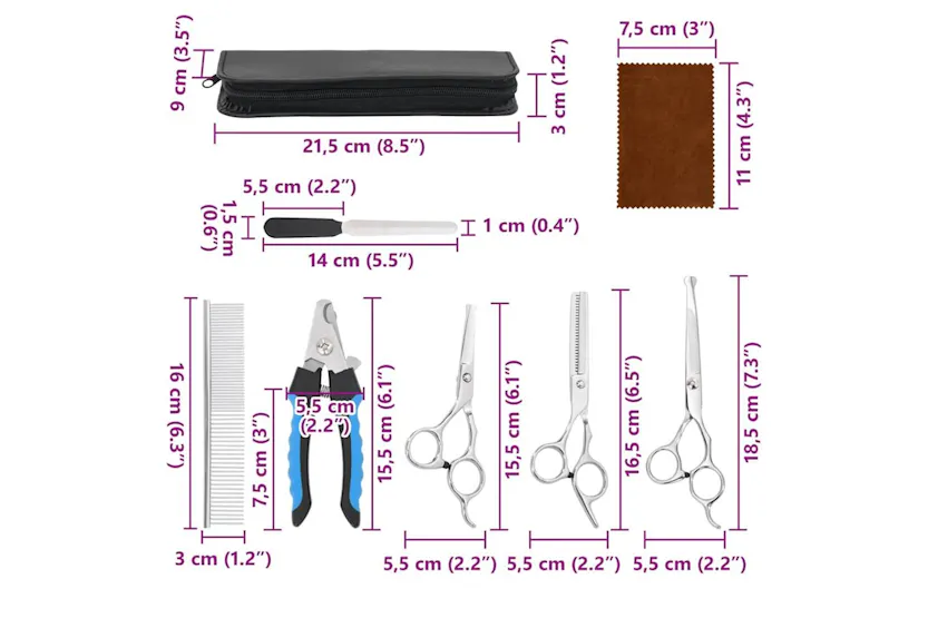 Vidaxl 6 Piece Dog Grooming Scissors Set Stainless Steel Vidaxl 6 Piece Dog Grooming Scissors Set Stainless Steel