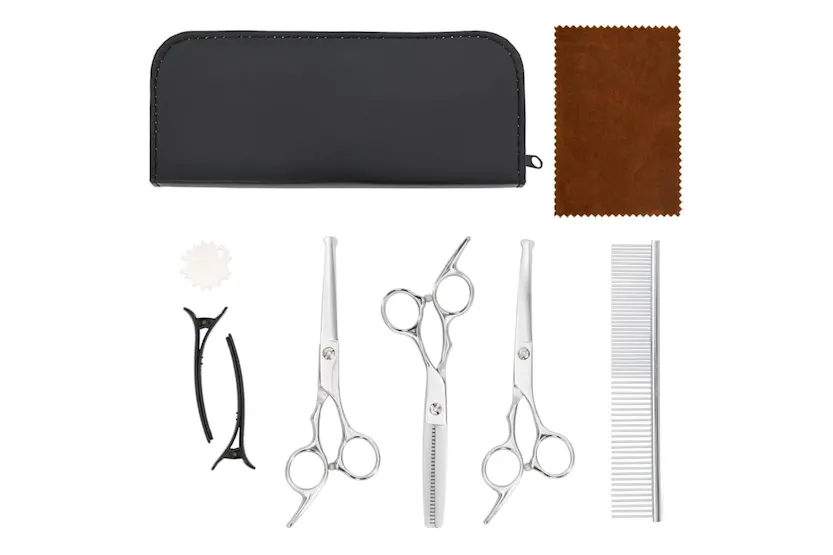 Vidaxl 7 Piece Dog Grooming Scissors Set Stainless Steel Vidaxl 7 Piece Dog Grooming Scissors Set Stainless Steel