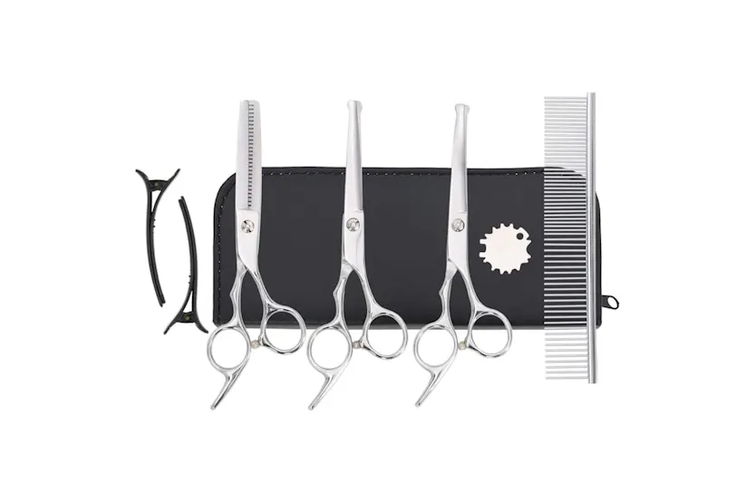 Vidaxl 7 Piece Dog Grooming Scissors Set Stainless Steel Vidaxl 7 Piece Dog Grooming Scissors Set Stainless Steel