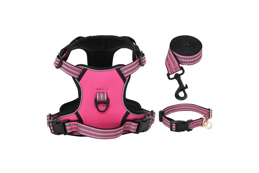 Vidaxl Dog Harness With Lead Collar Adjustable Pink S Vidaxl Dog Harness With Lead Collar Adjustable Pink S