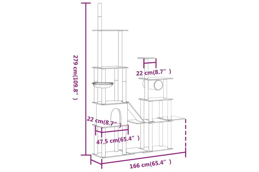 Vidaxl Cat Tree With Sisal Scratching Posts Light Grey 279 Cm Vidaxl Cat Tree With Sisal Scratching Posts Light Grey 279 Cm