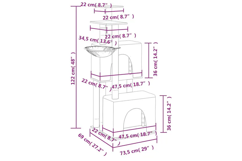 Vidaxl Cat Tree With Sisal Scratching Posts Dark Grey 122 Cm Vidaxl Cat Tree With Sisal Scratching Posts Dark Grey 122 Cm