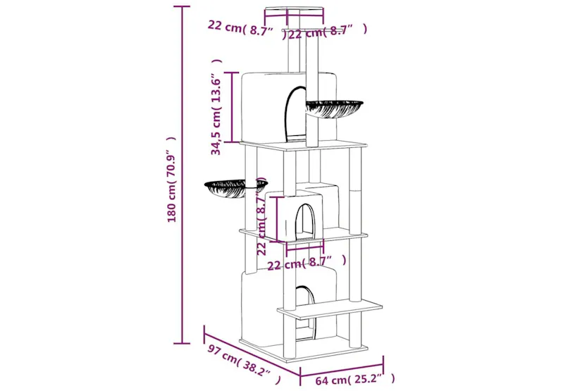 Vidaxl Cat Tree With Sisal Scratching Posts Cream 180 Cm Vidaxl Cat Tree With Sisal Scratching Posts Cream 180 Cm