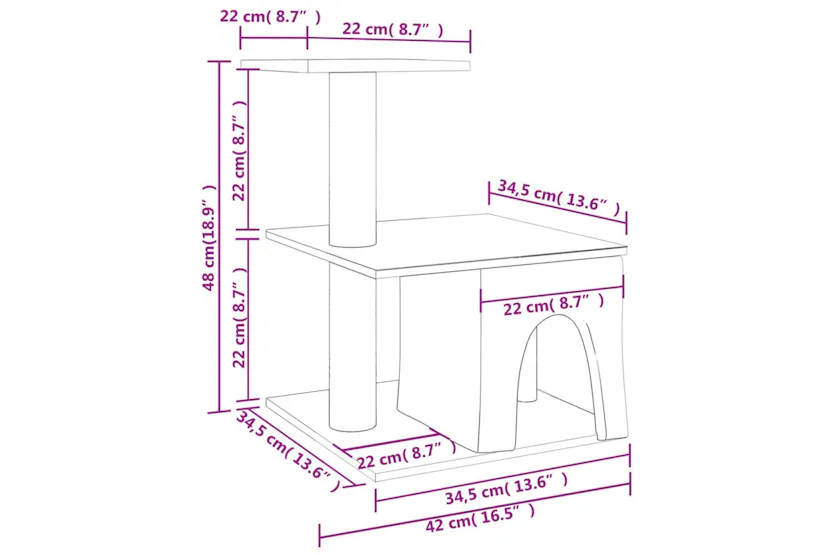 Vidaxl Cat Tree With Sisal Scratching Posts Dark Grey 48 Cm Vidaxl Cat Tree With Sisal Scratching Posts Dark Grey 48 Cm