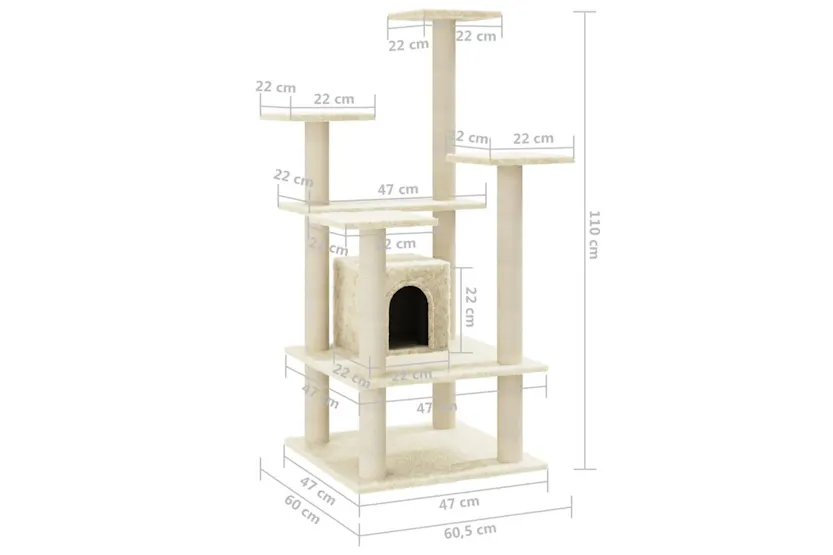 Vidaxl Cat Tree With Sisal Scratching Posts Cream 110 Cm Vidaxl Cat Tree With Sisal Scratching Posts Cream 110 Cm