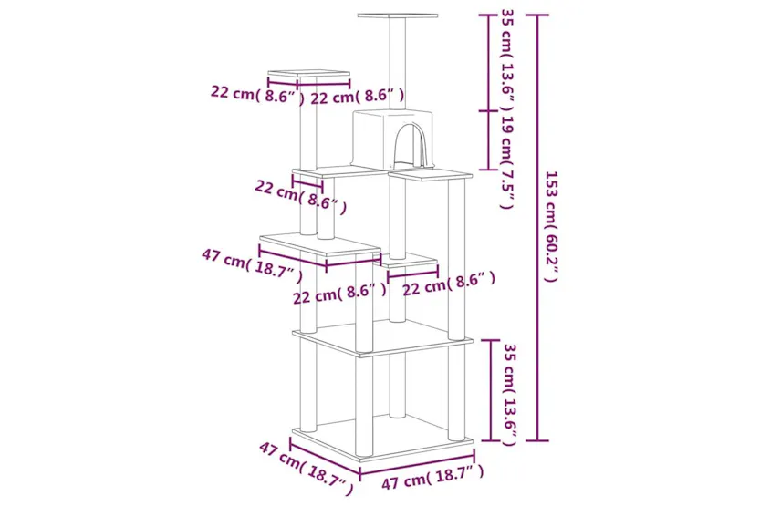 Vidaxl Cat Tree With Sisal Scratching Posts Dark Grey 153 Cm Vidaxl Cat Tree With Sisal Scratching Posts Dark Grey 153 Cm