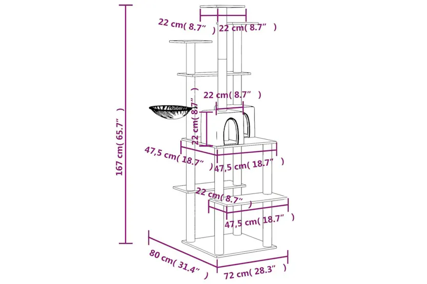 Vidaxl Cat Tree With Sisal Scratching Posts Light Grey 167 Cm Vidaxl Cat Tree With Sisal Scratching Posts Light Grey 167 Cm