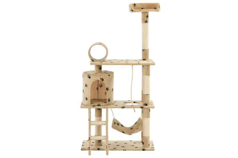Vidaxl Cat Tree With Sisal Scratching Posts 140 Cm Beige Paw Prints Vidaxl Cat Tree With Sisal Scratching Posts 140 Cm Beige Paw Prints