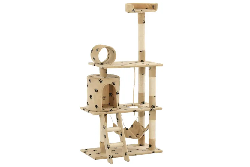 Vidaxl Cat Tree With Sisal Scratching Posts 140 Cm Beige Paw Prints Vidaxl Cat Tree With Sisal Scratching Posts 140 Cm Beige Paw Prints
