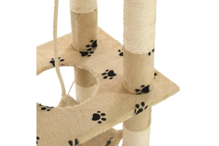 Vidaxl Cat Tree With Sisal Scratching Posts 140 Cm Beige Paw Prints Vidaxl Cat Tree With Sisal Scratching Posts 140 Cm Beige Paw Prints
