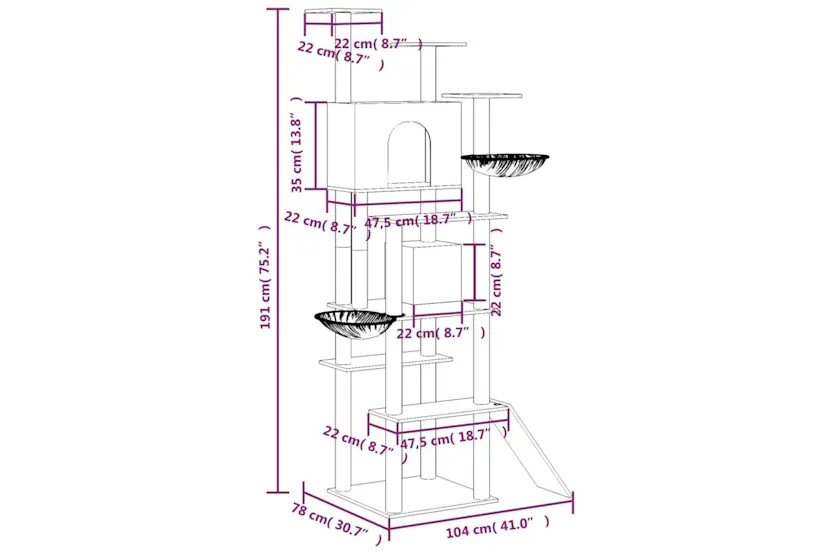 Vidaxl Cat Tree With Sisal Scratching Posts Dark Grey 191 Cm Vidaxl Cat Tree With Sisal Scratching Posts Dark Grey 191 Cm