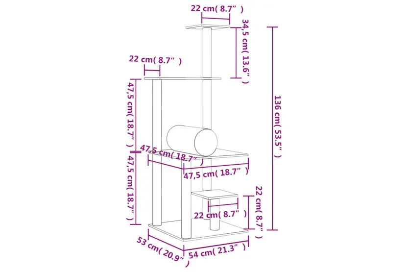 Vidaxl Cat Tree With Sisal Scratching Posts Light Grey 136 Cm Vidaxl Cat Tree With Sisal Scratching Posts Light Grey 136 Cm