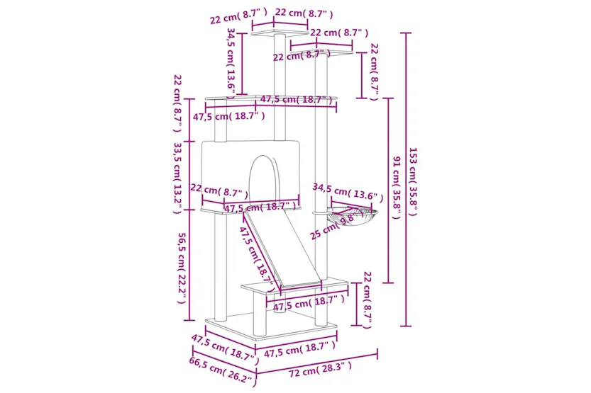 Vidaxl Cat Tree With Sisal Scratching Posts Dark Grey 153 Cm Vidaxl Cat Tree With Sisal Scratching Posts Dark Grey 153 Cm