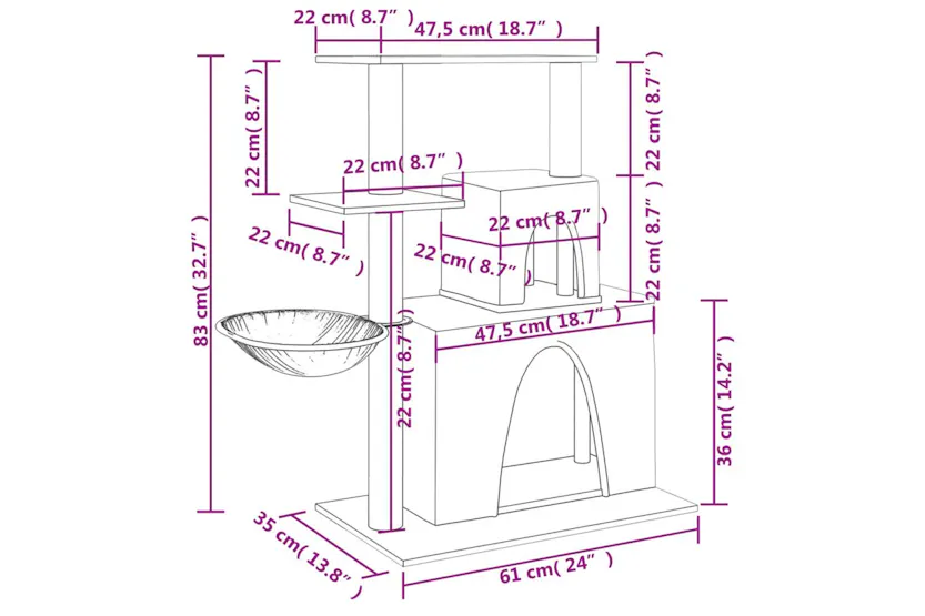 Vidaxl Cat Tree With Sisal Scratching Posts Cream 83 Cm Vidaxl Cat Tree With Sisal Scratching Posts Cream 83 Cm