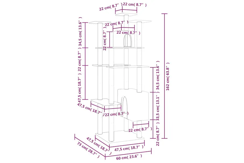 Vidaxl Cat Tree With Sisal Scratching Posts Light Grey 162 Cm Vidaxl Cat Tree With Sisal Scratching Posts Light Grey 162 Cm