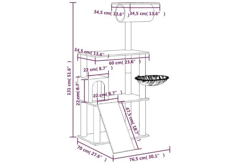 Vidaxl Cat Tree With Sisal Scratching Posts Cream 131 Cm Vidaxl Cat Tree With Sisal Scratching Posts Cream 131 Cm